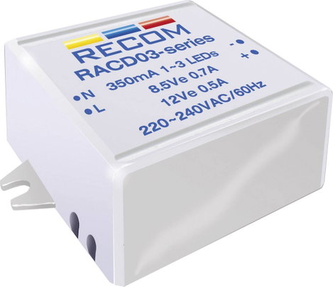 Állandó LED áramforrás 700 mA, 90-264 V/AC, Recom Lighting RACD03-700