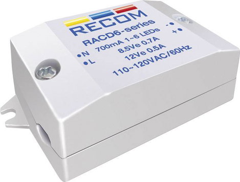 Állandó LED áramforrás 350 mA, 90-264 V/AC, Recom Lighting RACD06-350