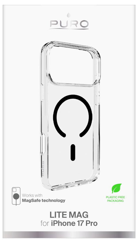 Puro Cover Apple iPhone 17 Pro Átlátszó, Fekete MagSafe kompatibilis PUIPC17P63LITEMBLK 2. kép