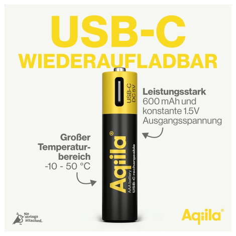 Aqiila Akku USB-C® akku Lítiumion 600 mAh 1.5 V 4 db 2. kép