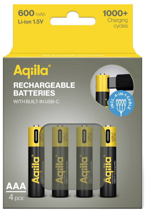Aqiila Akku USB-C® akku Lítiumion 600 mAh 1.5 V 4 db 8. kép
