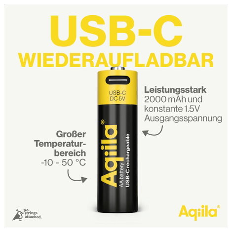 Aqiila Akku USB-C® akku Lítiumion 2000 mAh 1.5 V 4 db 2. kép