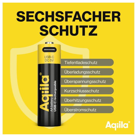Aqiila Akku USB-C® akku Lítiumion 2000 mAh 1.5 V 4 db 6. kép