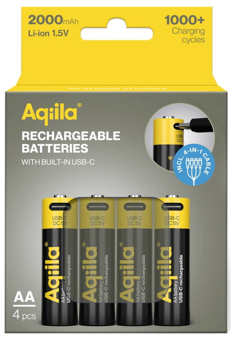 Aqiila Akku USB-C® akku Lítiumion 2000 mAh 1.5 V 4 db 8. kép