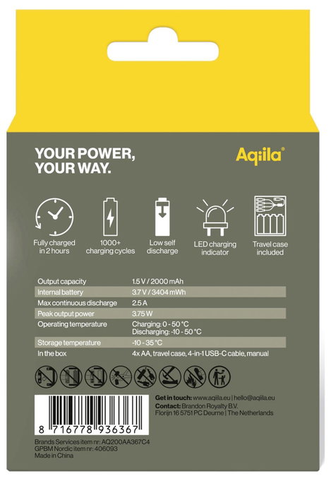 Aqiila Akku USB-C® akku Lítiumion 2000 mAh 1.5 V 4 db 9. kép