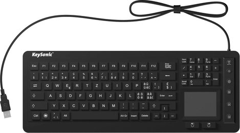 Keysonic KSK-6231 INEL (CH) USB Billentyűzet svájci, QWERTZ Fekete Szilikon membrán, Vízálló (IPX7),
