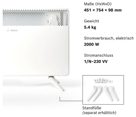 Bosch Home Comfort HC4000-20 Konvektor 2000 W Fehér 7. kép