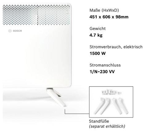 Bosch Home Comfort HC4000-15 Konvektor 1500 W Fehér 7. kép