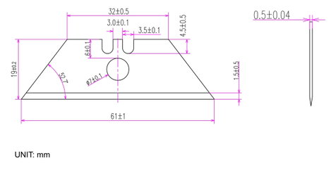 TOOLCRAFT TO-10312170 50-es évekbeli trapéz penge 61 mm SK2 furattal 50 db 4. kép