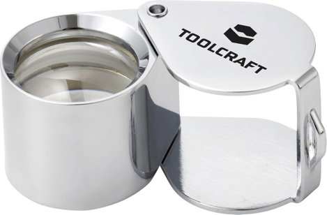 TOOLCRAFT TO-10182537 Összecsukható nagyító Nagyítási tényező: 10 x Lencseméret: (Ø) 21 mm