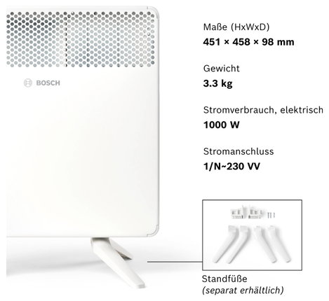 Bosch Home Comfort HC4000-10 Konvektor 1000 W Fehér 7. kép