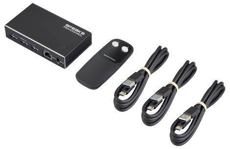 SpeaKa Professional HDMI 2.1 Slim KVM 2X1 USB3.0 +IR, Black HDMI switch HDMI 3840 x 2160 Pixel 5. kép