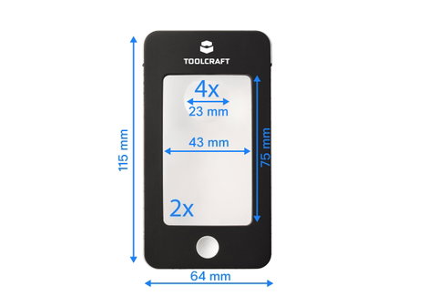 TOOLCRAFT TO-10283184 Kézi nagyító LED-es világítással Nagyítási tényező: 2 x, 4 x Lencseméret: (Ø)  7. kép