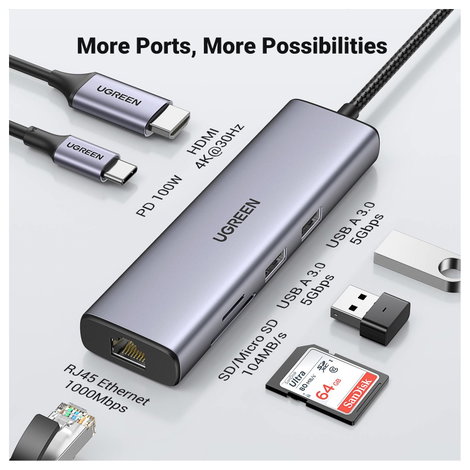 UGREEN USB-C® dokkoló állomás 90568 Alkalmas (márka): univerzálny 8. kép