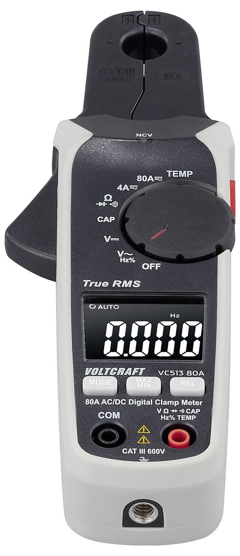 VOLTCRAFT VC513 80A Lakatfogó Felbontás 1 mA CAT III 600 V Kijelző (digitek): 4000 nagy pontosságú e 4. kép