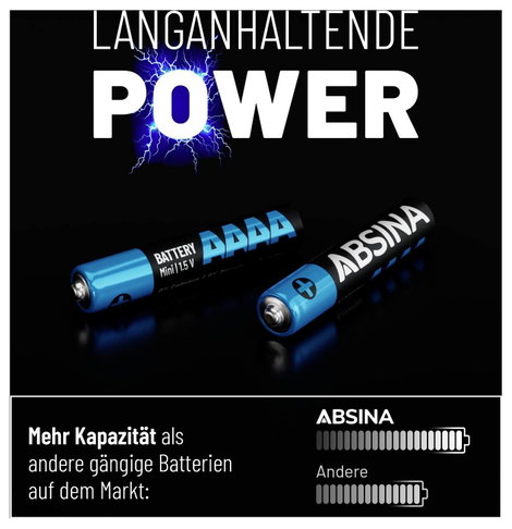 Absina Mini elem (AAAA) Mini (AAAA) Alkáli mangán 1.5 V 500 16 db 2. kép