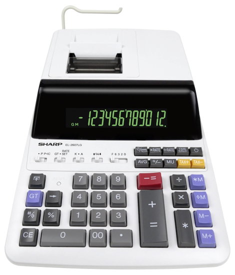 Sharp Tischrechner druckend EL-2607 LG 12 Stellen, schwarz/rot Druck Univerzális Asztali számítógép 2. kép