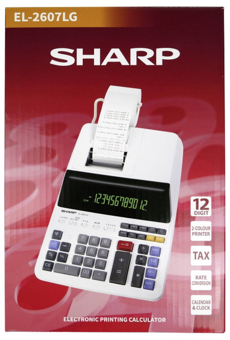 Sharp Tischrechner druckend EL-2607 LG 12 Stellen, schwarz/rot Druck Univerzális Asztali számítógép 4. kép