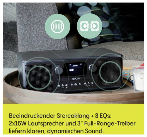 Pure Classic C-D6i Black-Black Ash EU/UK Internet táskarádió Internet, DAB+, FM AUX, DAB+, USB Feket 3. kép