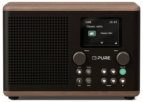 Pure Classic H4 Coffee Black/Walnut EU/UK Asztali rádió DAB+, FM Bluetooth®, AUX Ébresztő funkció Fe