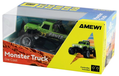 Amewi Die Cast Zöld Brushed 1:64 RC modellautó Elektro Monstertruck 2WD RtR 2,4 GHz 2. kép