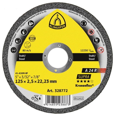 Klingspor A 24 R Supra 13464 Vágótárcsa, egyenes 230 mm 25 db Acél