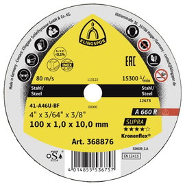 Klingspor A 660 R Supra 368876 Vágótárcsa, egyenes 100 mm 25 db Acél, Nemesacél