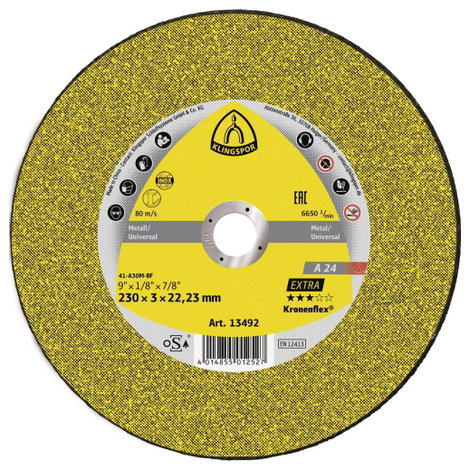 Klingspor A 24 Extra 13492 Vágótárcsa, egyenes 230 mm 25 db Fém