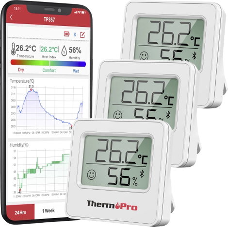 ThermPro Vezeték nélküli hőmérséklet- és légnedvesség mérő Fehér TP357-3