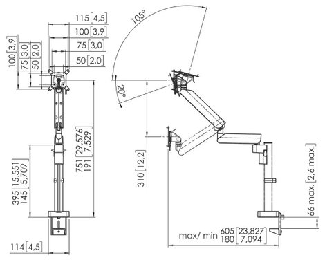 Vogels MOMO 4137 Monitor asztali tartó 109,2 cm (43) Fekete Forgatható, Állítható magasságú, Dönthet 9. kép