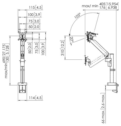 Vogels MOMO 4127 Monitor asztali tartó 25,4 cm (10) - 109,2 cm (43) Fehér Forgatható, Állítható maga 9. kép