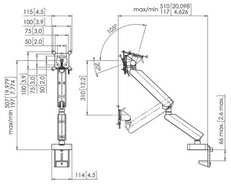 Vogels MOMO 4138 Monitor asztali tartó 25,4 cm (10) - 109,2 cm (43) Fekete Forgatható, Állítható mag 9. kép