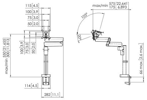 Vogels MOMO 2137 Monitor asztali tartó 25,4 cm (10) - 109,2 cm (43) Fehér Forgatható, Dönthető, Állí 10. kép
