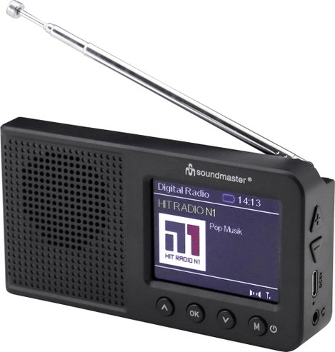 soundmaster Asztali rádió DAB+, FM Bluetooth®, AUX, DAB+, URH Ébresztő funkció Fekete