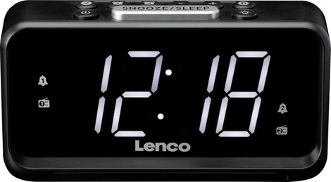 Lenco Asztali rádió FM, AM URH, USB Ébresztő funkció Fekete