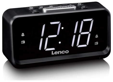Lenco Asztali rádió FM, AM URH, USB Ébresztő funkció Fekete 3. kép