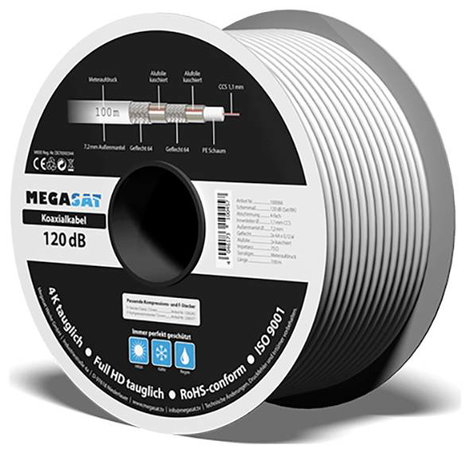 MegaSat 100066 Koaxiális vezeték Külső átmérő: 7.2 mm Fehér 100 m 2. kép
