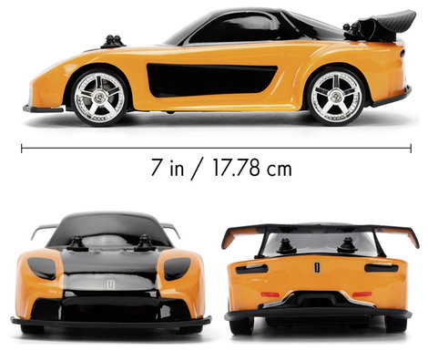 JADA TOYS 9336313314R00 Fast&Furious RC Drift Mazda RX-7 1:24 RC kezdő modellautó Elektro Sportkocsi 3. kép