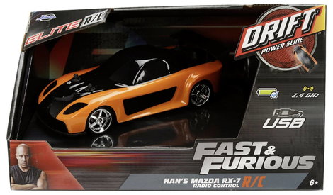 JADA TOYS 9336313314R00 Fast&Furious RC Drift Mazda RX-7 1:24 RC kezdő modellautó Elektro Sportkocsi 5. kép