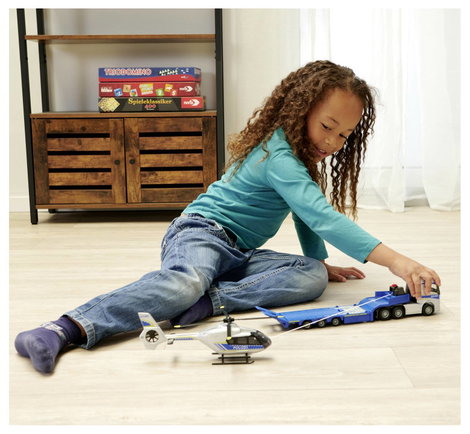 Majorette Volvo Teherautó + Airbus Rendőrségi Helikopter Kész modell Sürgősségi jármű modell 2. kép