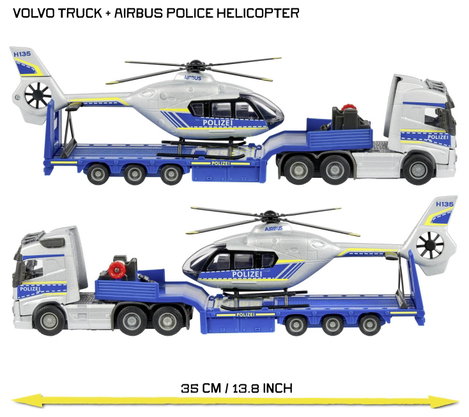Majorette Volvo Teherautó + Airbus Rendőrségi Helikopter Kész modell Sürgősségi jármű modell 4. kép