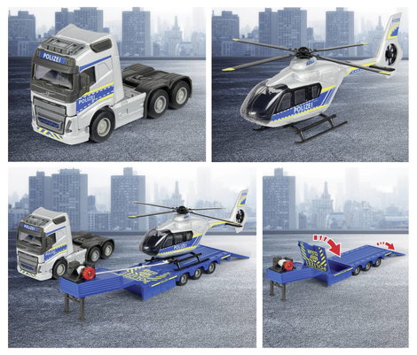 Majorette Volvo Teherautó + Airbus Rendőrségi Helikopter Kész modell Sürgősségi jármű modell 6. kép