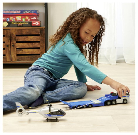 Majorette Volvo Teherautó + Airbus Rendőrségi Helikopter Kész modell Sürgősségi jármű modell 7. kép