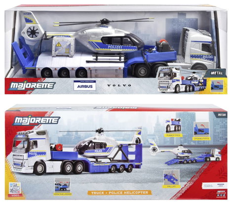Majorette Volvo Teherautó + Airbus Rendőrségi Helikopter Kész modell Sürgősségi jármű modell 8. kép