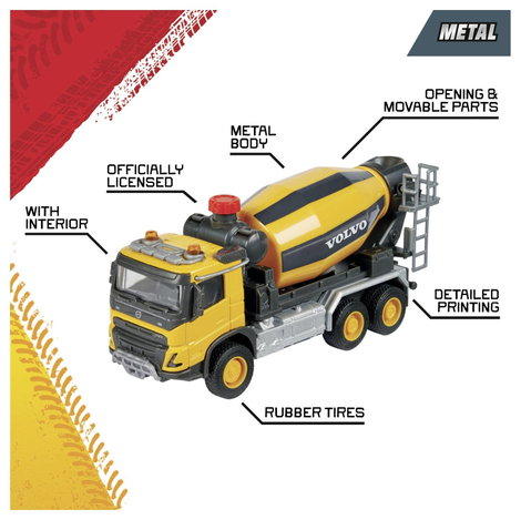Majorette Volvo FMX teherautó cementkeverő Kész modell Építkezésnél használt jármű modell 11. kép