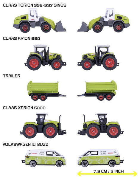 Majorette Claas, Volkswagen (VW) Claas Farm 5 darabos ajándékcsomag Kész modell Mezőgazdasági modell 3. kép