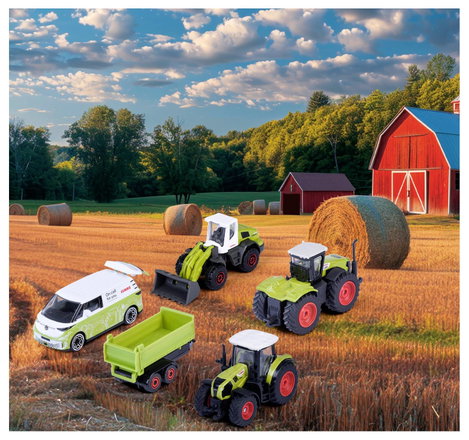 Majorette Claas, Volkswagen (VW) Claas Farm 5 darabos ajándékcsomag Kész modell Mezőgazdasági modell 5. kép