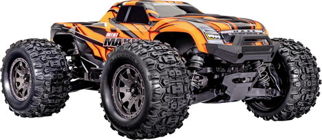 Traxxas Mini Maxx BL-2s Narancs Brushless 1:10 RC modellautó Elektro Monstertruck 4WD 2,4 GHz