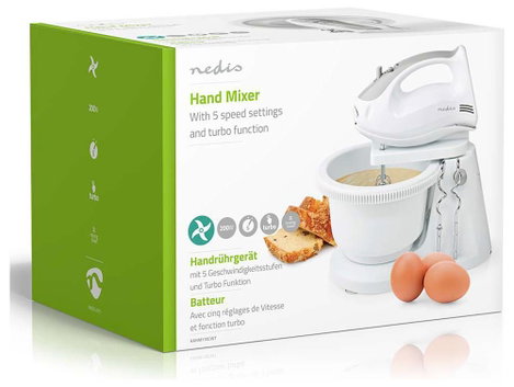 Nedis KAHM110CWT Kézi mixer 200 W Szürke, Fehér 15. kép