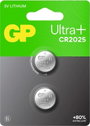 GP Gombelem CR 2025 3 V 2 db 160 mAh Li-MnO2 GP Ultra Plus Batterie Lithium Knopfzelle CR2025 2 Stüc bélyegkép